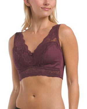 TJ Maxx Pin Up Lace Bra With Removable Pads And Back Closure For Spandex/Polyester - Purple