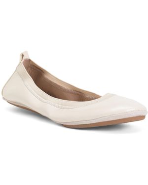 TJ Maxx Patent Leather Samara Foldable Ballet Flats For Leather/Suede - White
