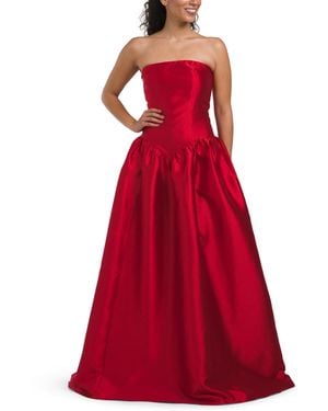 TJ Maxx Dropped Waist Strapless Mikado Gown For Polyester - Red