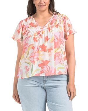 TJ Maxx Plus Printed Slub Top For Polyester/Rayon - Red