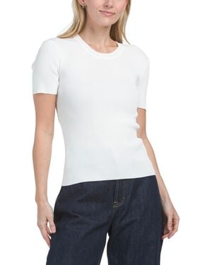 TJ Maxx Ribbed Crew Neck Top For Nylon/Rayon - White
