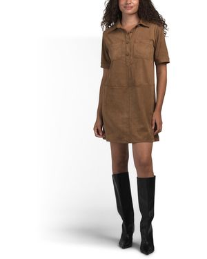 TJ Maxx Faux Suede Mini Dress With Bag For Spandex/Polyester/Suede - Natural