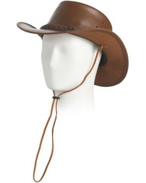 TJ Maxx Leather Cow Skipper Western Hat For - Brown