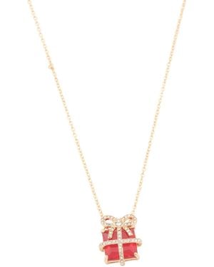 TJ Maxx Gift Box Rhinestone Charm Necklace - White