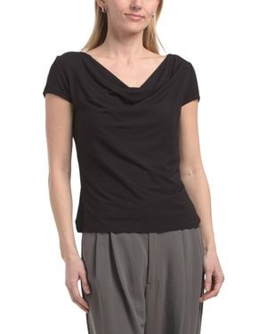 TJ Maxx Short Sleeve Contour Jersey Cowl Neck Top, Spandex/Rayon - Black