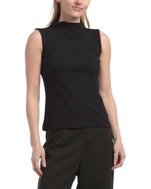 TJ Maxx Sleeveless Mock Neck Ribbed Tank Top For Spandex/Rayon - Black