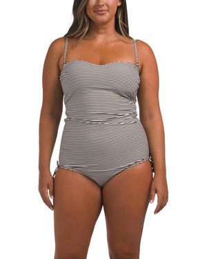 TJ Maxx Colette Tummy Control Bandeau One-Piece Swimsuit, Nylon/Spandex - Gray