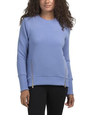 TJ Maxx Active Ribbed Everyday Crew Neck Top, Spandex/Polyester - Blue