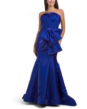 TJ Maxx Shimmer Strapless Gown With Bow For Polyester - Blue