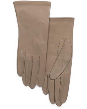 TJ Maxx Leather Short Gloves With Silk Lining For - Brown