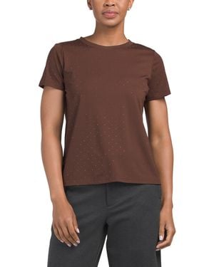 TJ Maxx Drapey Double Knit Crew Neck Top For Nylon/Spandex/Rayon - Brown