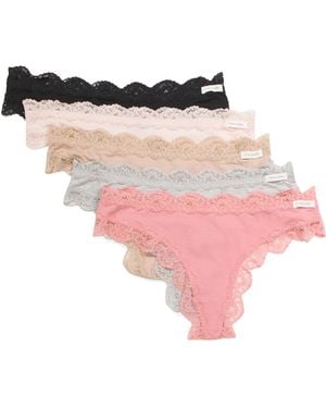 TJ Maxx 5Pk Lace Trimmed Bikini Panties For Spandex/Rayon - Pink