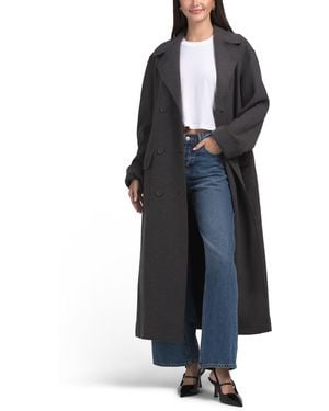 TJ Maxx Long Double Breasted Trench Coat, Spandex/Polyester/Rayon - Blue