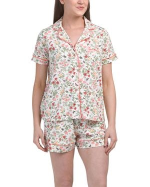 TJ Maxx 2Pc Be Natural Pajama Shorts Set For Cotton - White