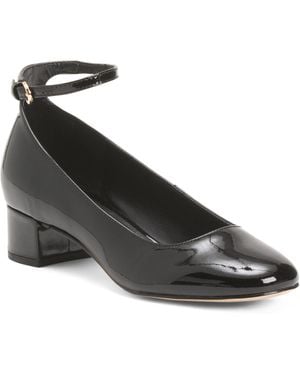TJ Maxx Patent Leather Parri Ankle Wrap Block Heels For Leather - Black