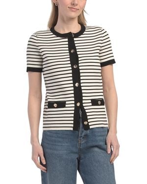 TJ Maxx Striped Lady Like Cardigan, Nylon/Polyester/Viscose - Multicolor