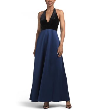TJ Maxx Color Blocked Gown For Polyester - Blue