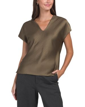 TJ Maxx Satin V-Neck Blouse For Polyester - Brown