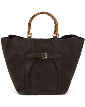 TJ Maxx Suede Tulip Bag With Buckle For - Black