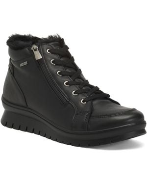 TJ Maxx Leather Laced Up Booties For - Black