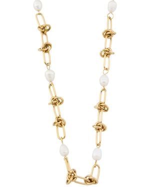 TJ Maxx Talia Paperclip And Pearl Necklace - Metallic