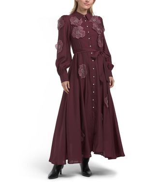 TJ Maxx Long Sleeve Floral Maxi Dress For Spandex/Polyester - Purple