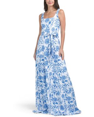 TJ Maxx Sleeveless Floral Maxi Dress For Spandex/Polyester - Blue