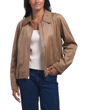 TJ Maxx Kora Faux Suede Bomber, Spandex/Polyester - Blue
