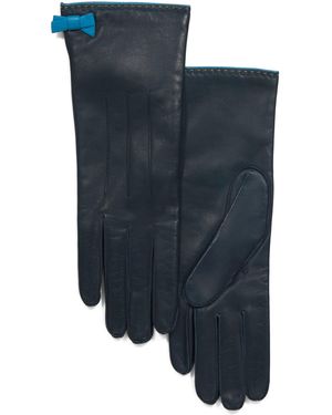 TJ Maxx Leather Gloves With Cashmere Lining And Bow Detail For Leather/Cashmere - Blue