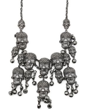 TJ Maxx Tone Crystals Skeleton Head Necklace - White