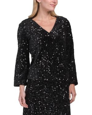 TJ Maxx Long Sleeve Sequin Top For Polyester - Black