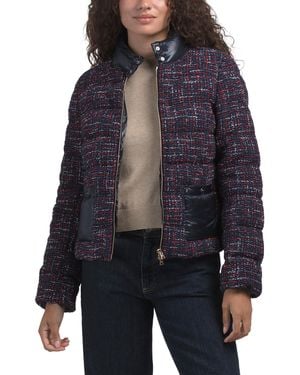 TJ Maxx Tweed Puffer Jacket, Cotton/Polyester/Acrylic - Blue