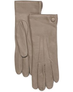 TJ Maxx Leather Snap Button Cuff Gloves With Cashmere Lining For Leather/Cashmere - Brown