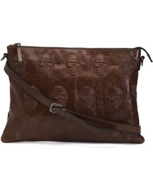 TJ Maxx Leather Shiny Multi Skull Crossbody - Brown