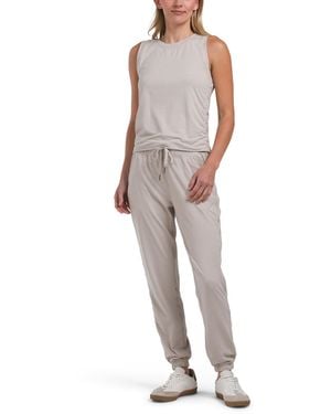 TJ Maxx 2Pc Cationic Jersey Tank Top And Slim Sweatpants With Pockets Set, Spandex/Polyester - White