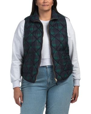 TJ Maxx Plus Plaid Vest, Polyester/Diamond - Blue