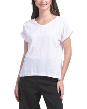 TJ Maxx Linen Solid Signature T-Shirt For - White
