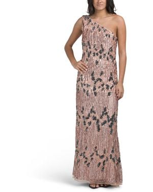 TJ Maxx One Shoulder Sequin Gown For Polyester - Orange