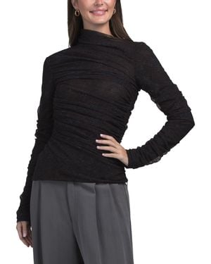 TJ Maxx Joey Funnel Shirred Longsleeve Top For Polyester - Black