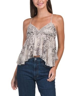 TJ Maxx Plunging V-Neck Sharkbite Hem Camisole For Spandex/Polyester - Blue