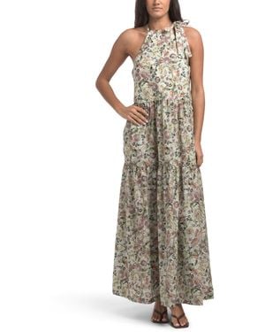 TJ Maxx Halter Neck Lotus Maxi Dress For Cotton - Green