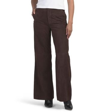 TJ Maxx Suede Wide Leg Pants For Polyester/Suede - Brown