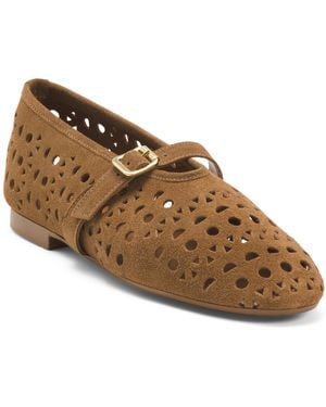 TJ Maxx Suede Perforated Ballerina Flats For - Brown