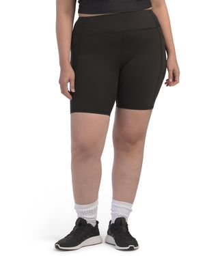 TJ Maxx Plus High Rise Shorts With Pockets For Spandex/Polyester - Black