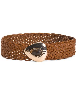 TJ Maxx Wide Woven Asymmetrical Buckle Belt For - Brown