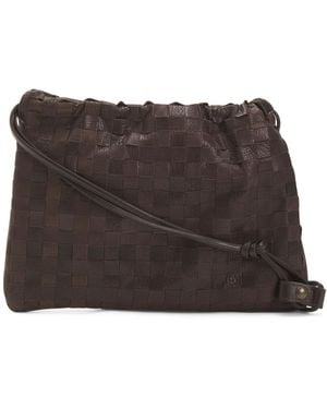 TJ Maxx Leather Woven Mini Drawstring Pouch - Brown