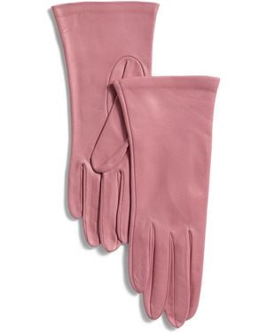 TJ Maxx Leather Short Gloves With Silk Lining For - Pink