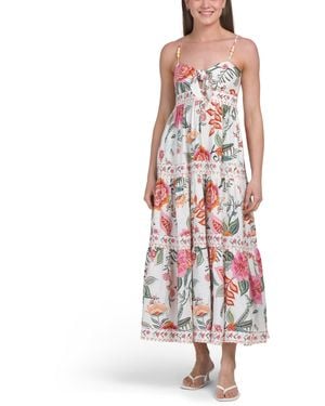 TJ Maxx Organic Linen Blend Tropical Fruits Maxi Dress For Linen/Rayon in  Natural | Lyst