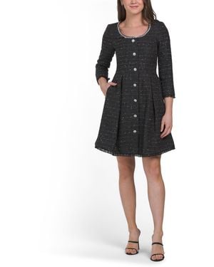 TJ Maxx Boucle Sparkle Button Down Mini Dress For Polyester/Rayon - Black