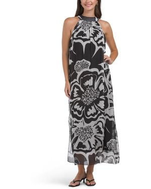 TJ Maxx Halter Printed Maxi Dress For Viscose - Black